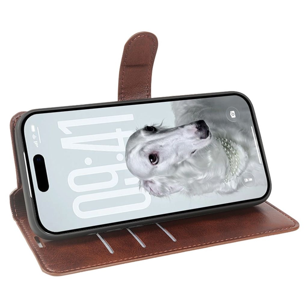 iPhone 18 Pro/17 Pro Plånboksfodral med Ställfunktion PU-läder - Brun