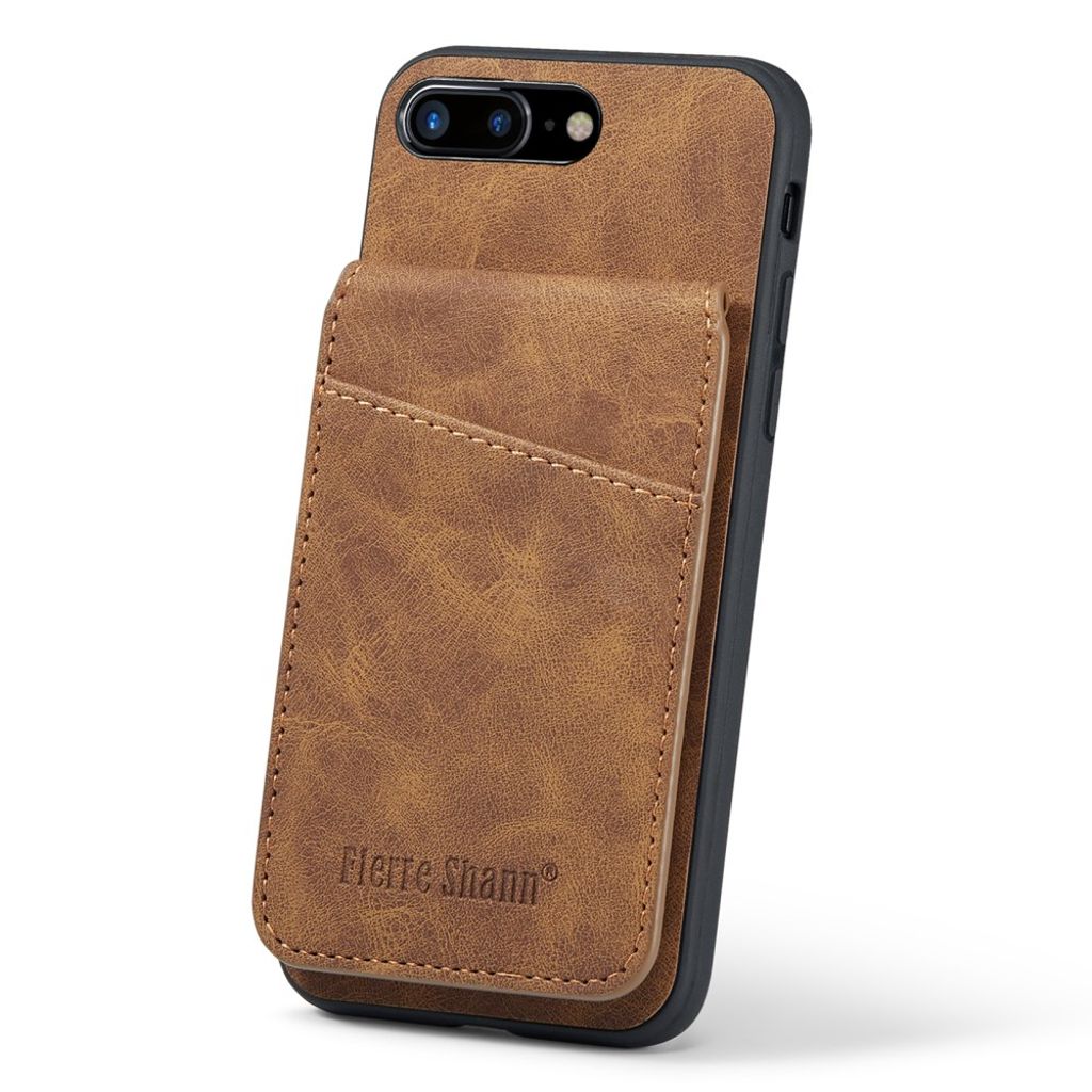 FIERRE SHANN iPhone 7 Plus / 8 Plus Cover med Kortplads - Brun