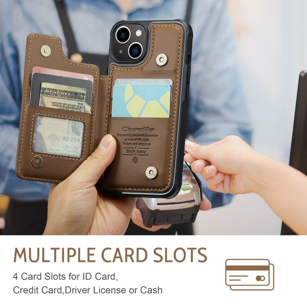 iPhone 13 CASEME C22 Lompakkokuori RFID-estävä - Ruskea