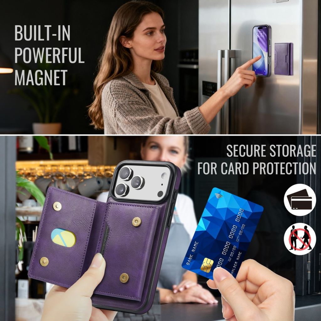 MAGKING iPhone 18 Pro Max/17 Pro Max MagSafe Kuori irrotettavalla lompakolla - Violetti