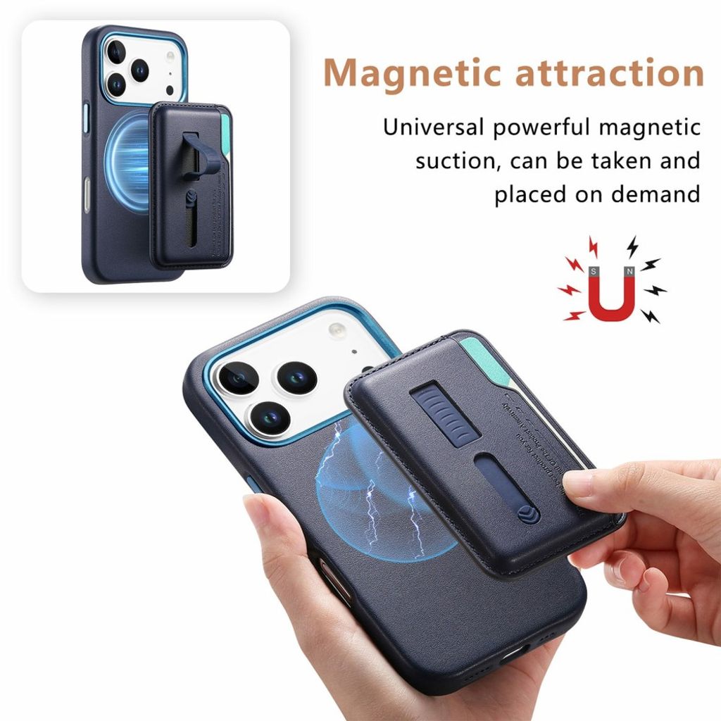 iPhone 18 Pro & iPhone 17 Pro Kuori MagSafe-yhteensopiva Irrotettava Korttipidike - Tummansininen