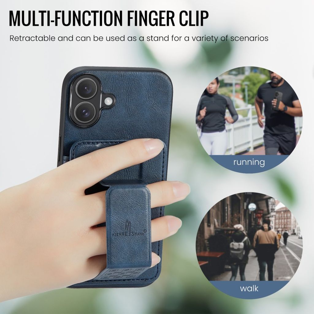 FIERRE SHANN iPhone 16 Case with Card slots - Blue