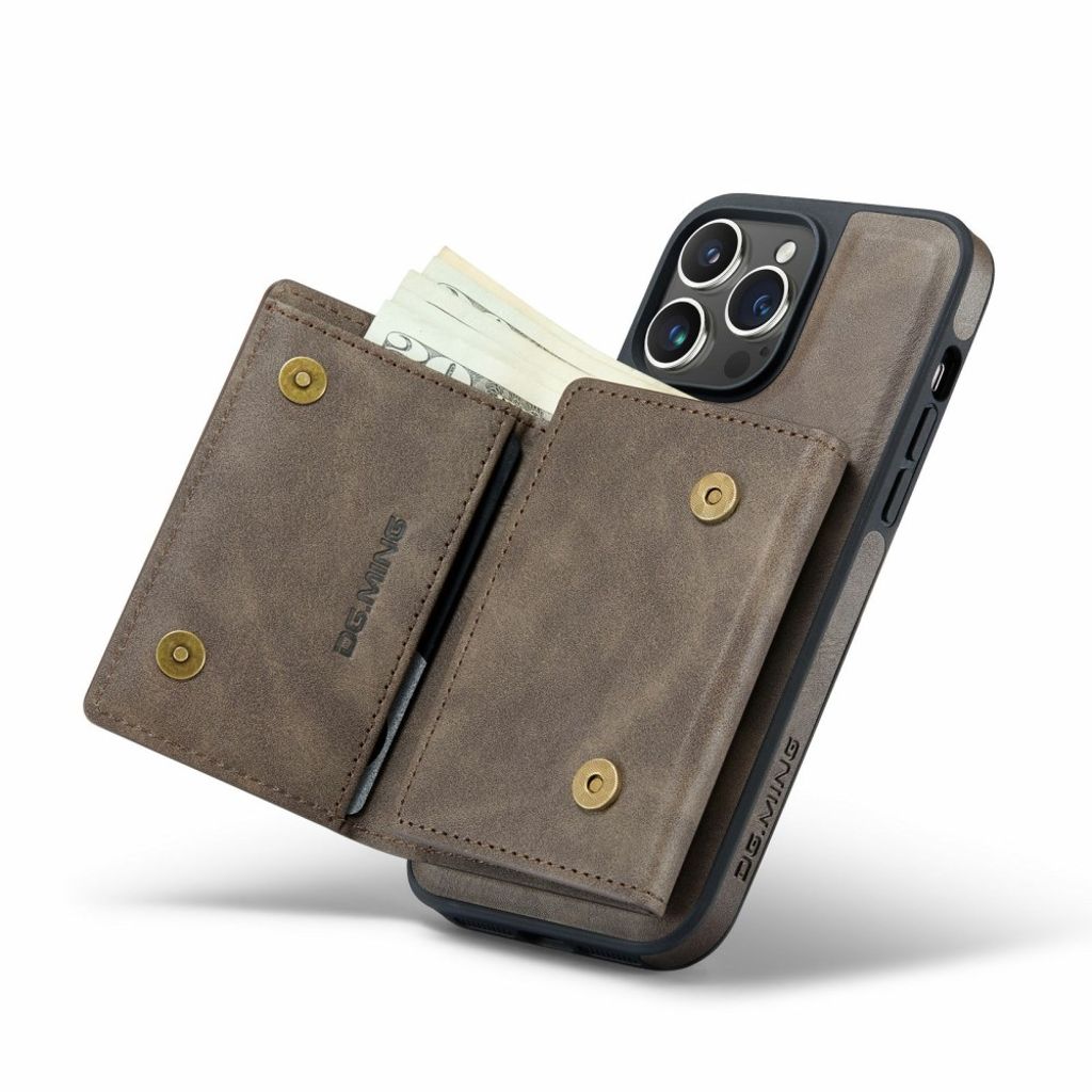 DG.MING iPhone 13 Pro Max Lompakkokuori M6 Series - Coffee