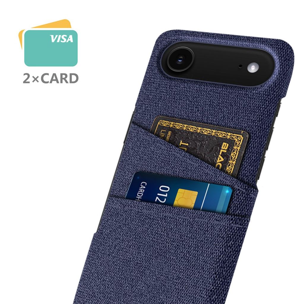 iPhone 17 Air Skal i Textil med 2 Kortfack - Blå