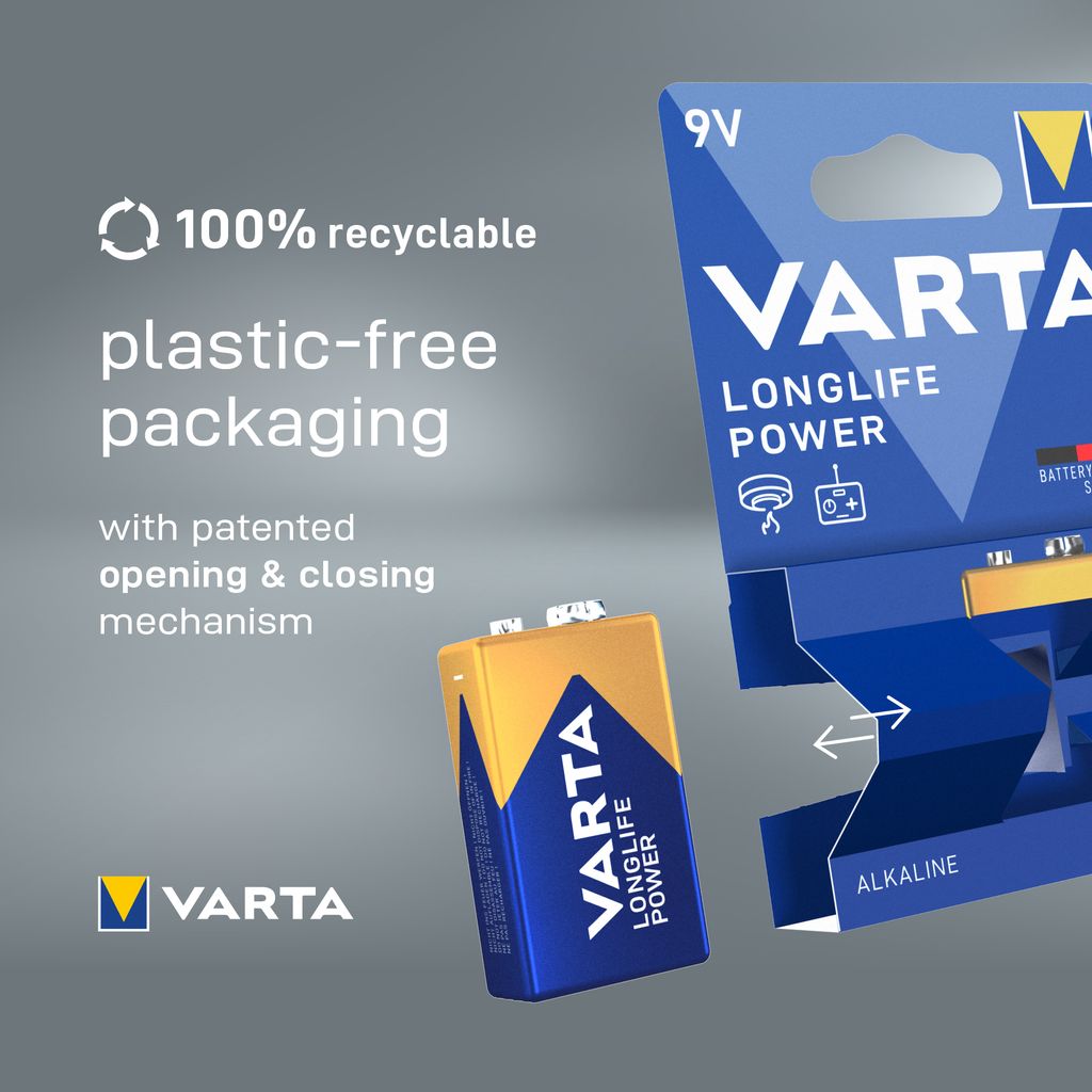 VARTA Longlife Power 9V batteri SCAND, 20-pak