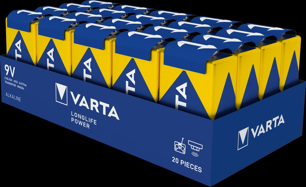 VARTA Longlife Power 9V batteri SCAND, 20-pak