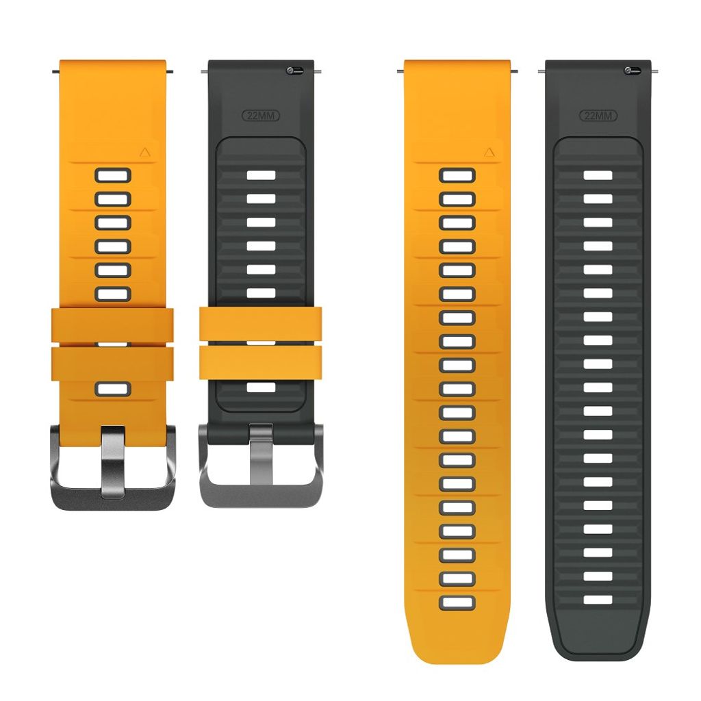 Huawei Watch GT5/GT5 Pro/Galaxy Watch3 jne. Silikoninen kellonranneke – Keltainen/Harmaa