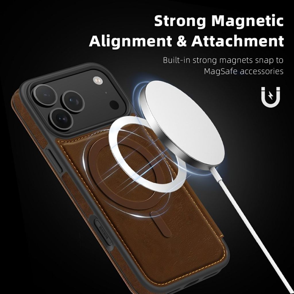 iPhone 18 Pro/17 Pro MagSafe Lompakkokotelo - Tummanruskea