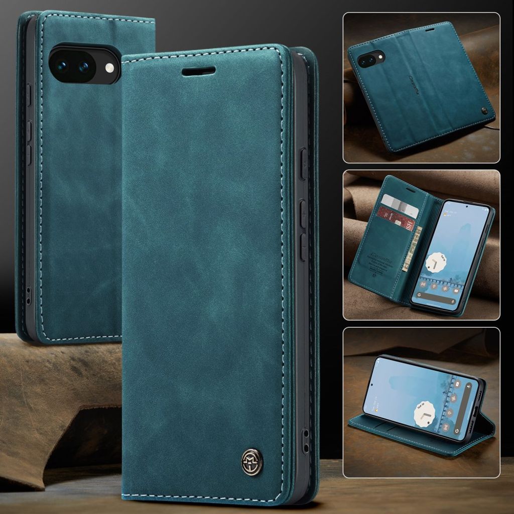 CASEME Google Pixel 10a Flip Cover PU Læder Kortholder/Stativ - Blå