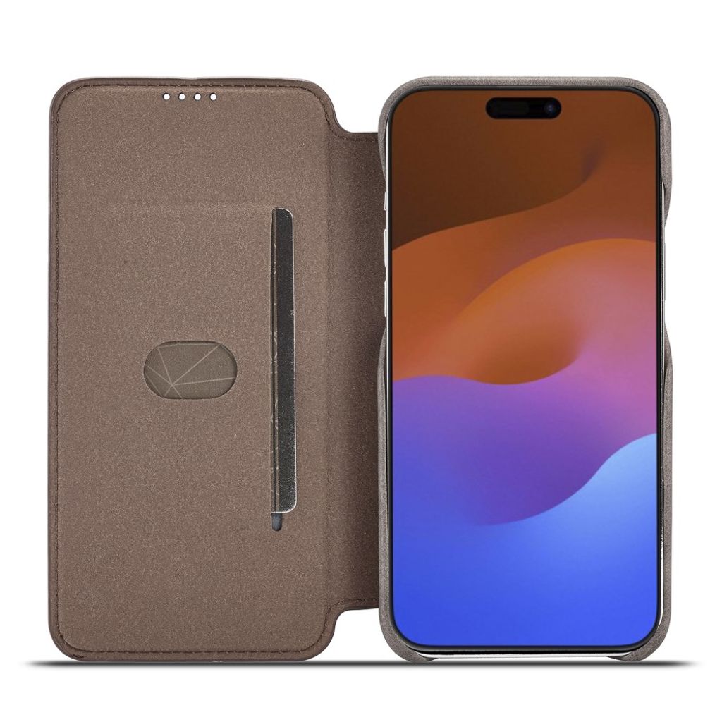 LC.IMEEKE iPhone 15 Pro Wallet Cover Card Holder Stand - Dark Brown