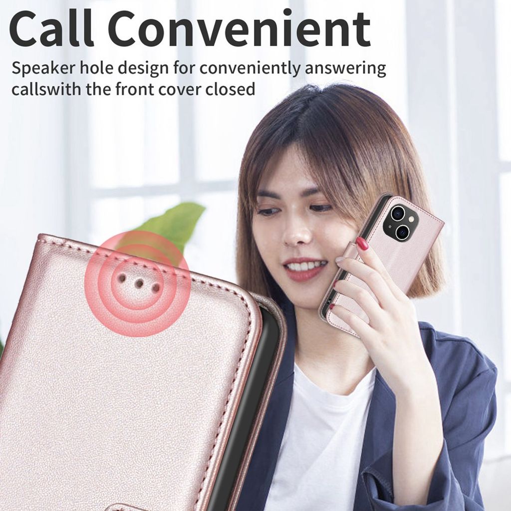 BINFEN COLOR iPhone 15 Wallet Cover Stand – Rose Gold