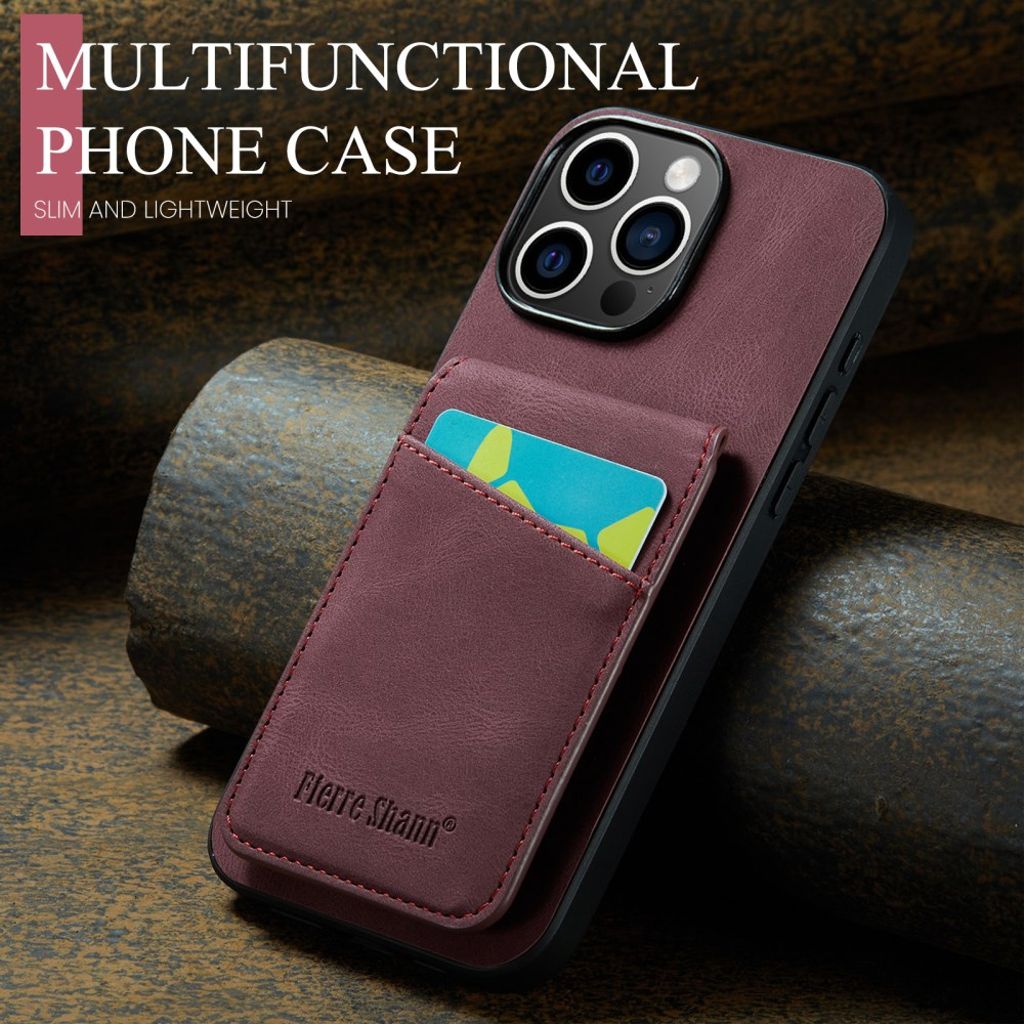 FIERRE SHANN iPhone 16 Pro Deksel med Kortspor - Rød