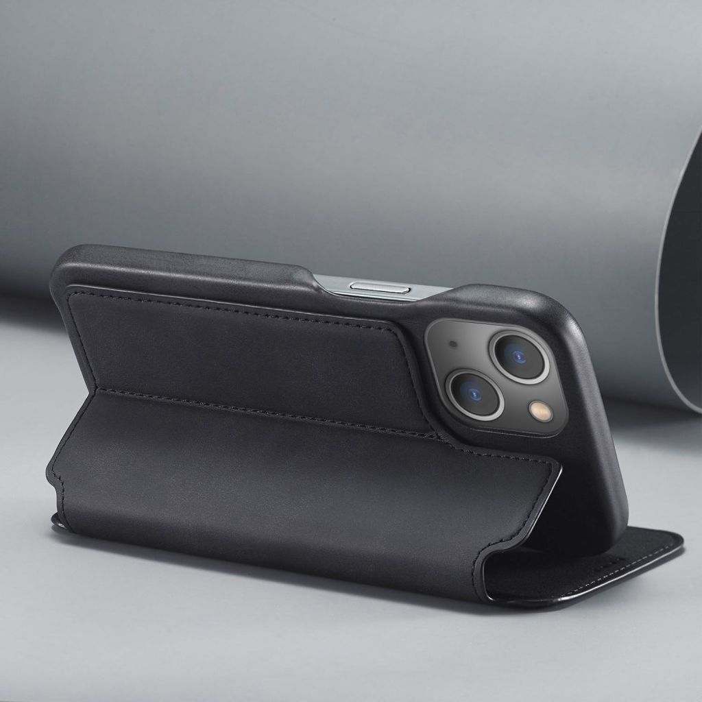 LC.IMEEKE iPhone 14 Pungetui med Stativ og Kortholder - Sort