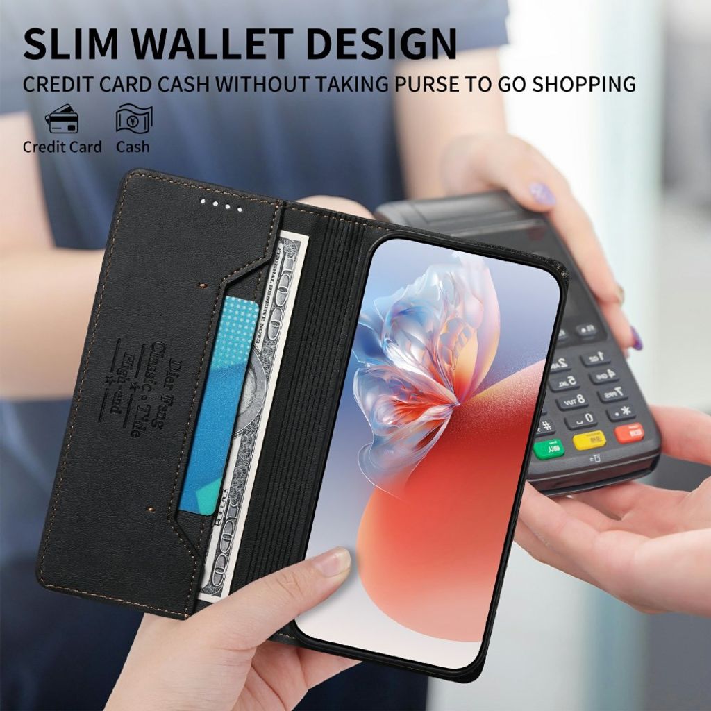 DIERFENG Xiaomi Poco C85x 5G/Redmi A7 Pro Plånboksfodral RFID - Svart