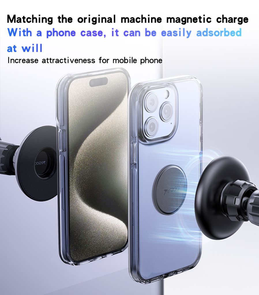 Yesido C207 magnetisk metallplate for smarttelefon med imitert skinntekstur, 2-pakning – svart