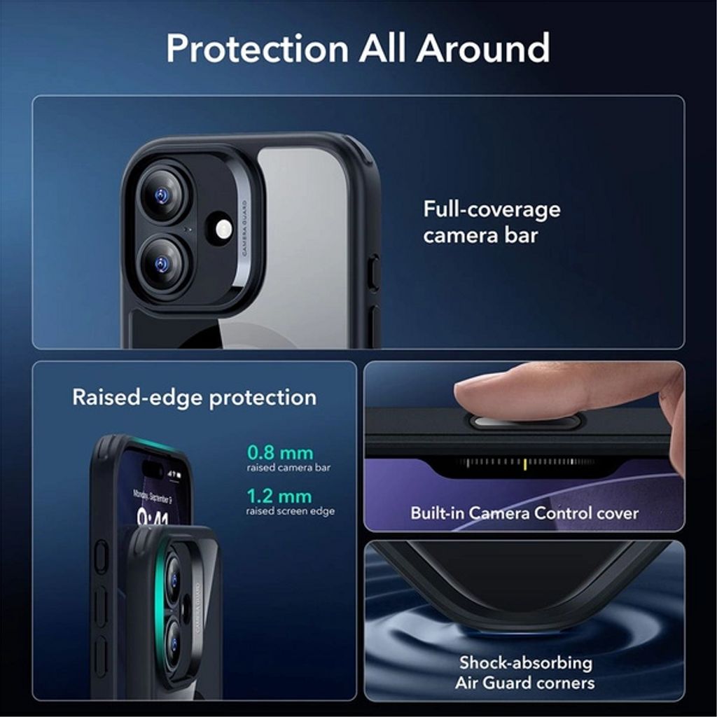 ESR Classic Hybrid MagSafe Set Case & Screen Protector for iPhone 17 - Clear Black