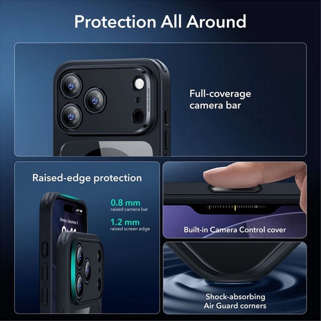 ESR Classic Hybrid MagSafe Set Case & Screen Protector for iPhone 17 Pro - Clear Black