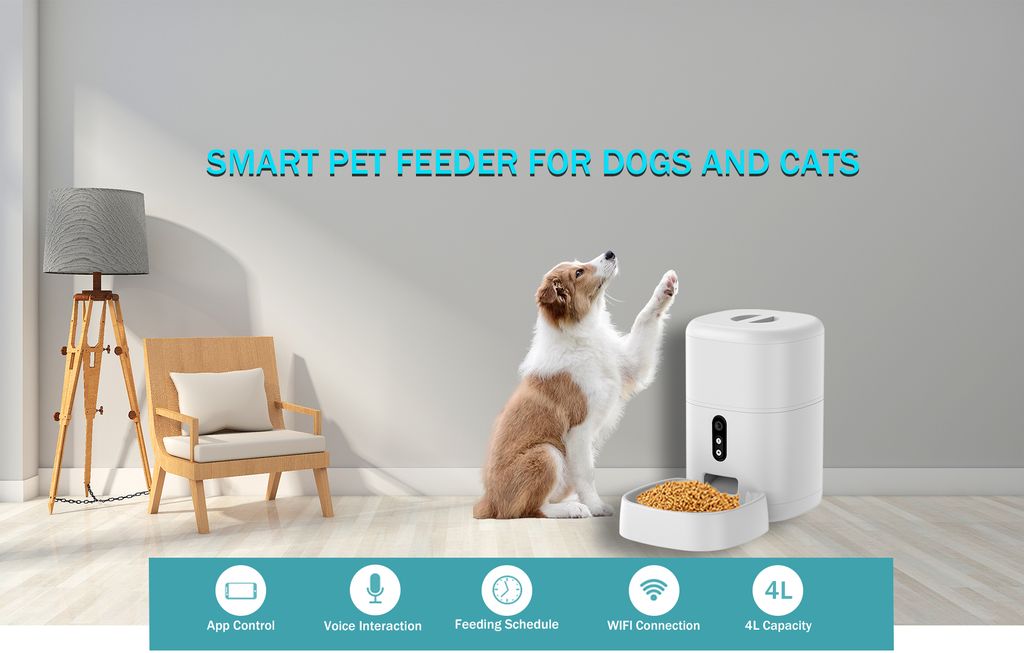 SiGN älykäs automaattinen ruokinta-automaatti koirille ja kissoille 4L – valkoinen
