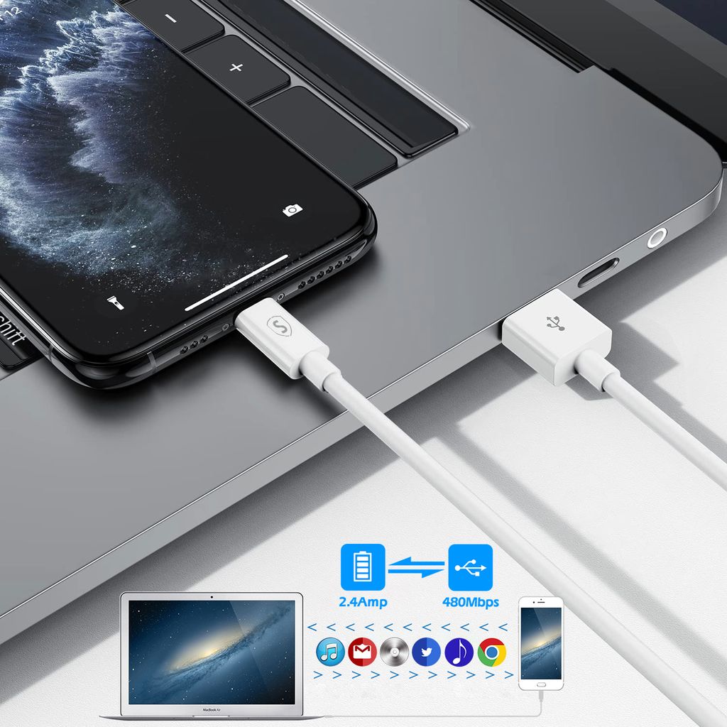 SiGN Samsung Galaxy S6, S7 micro-USB-kaapeli 5V, 2.1A, 1.2m - Valkoinen