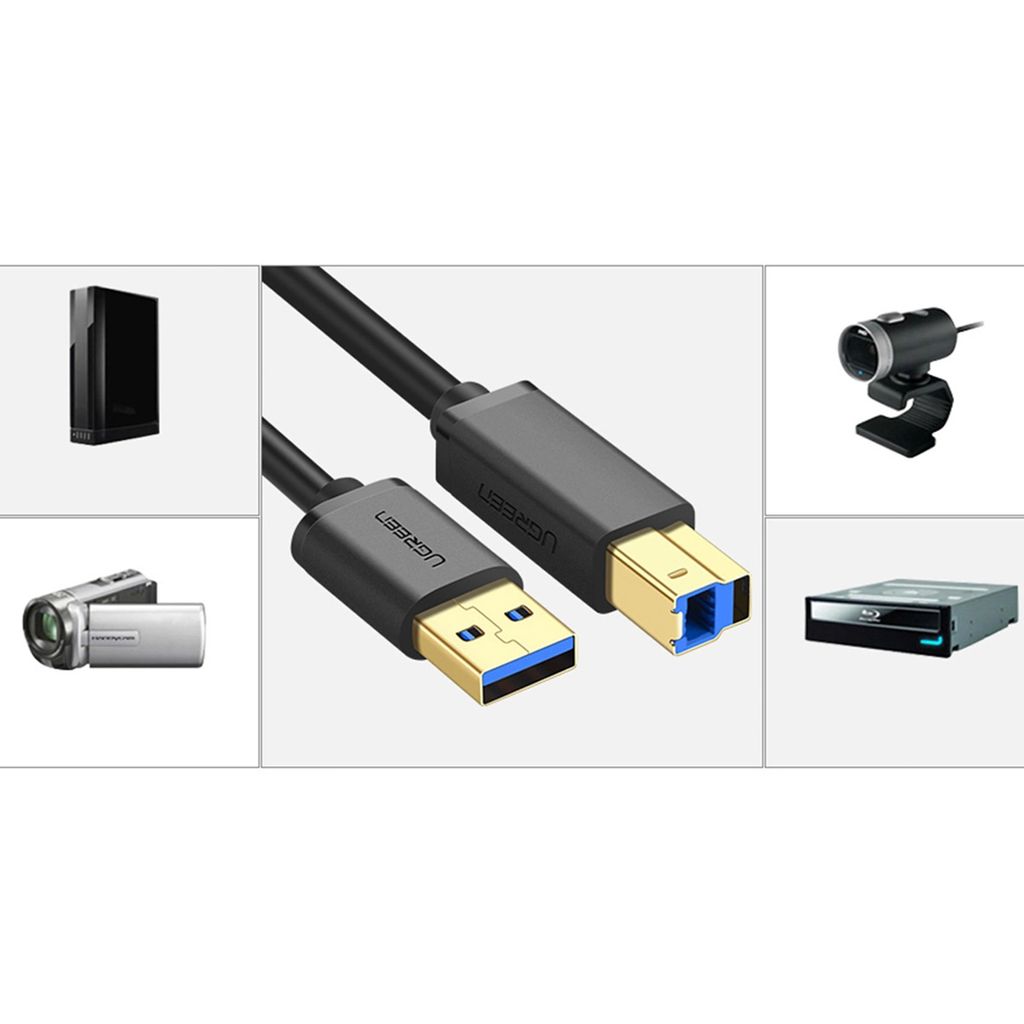 Ugreen printerkabel USB-A til USB-B 5Gb/s, 2m - Sort