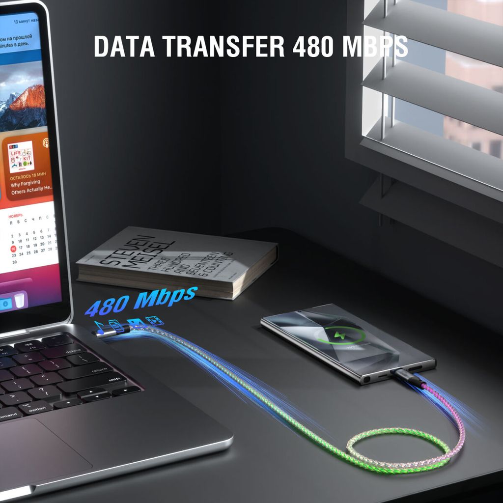 4Smarts RGBCord USB-C-kabel 60W – 1,5 m