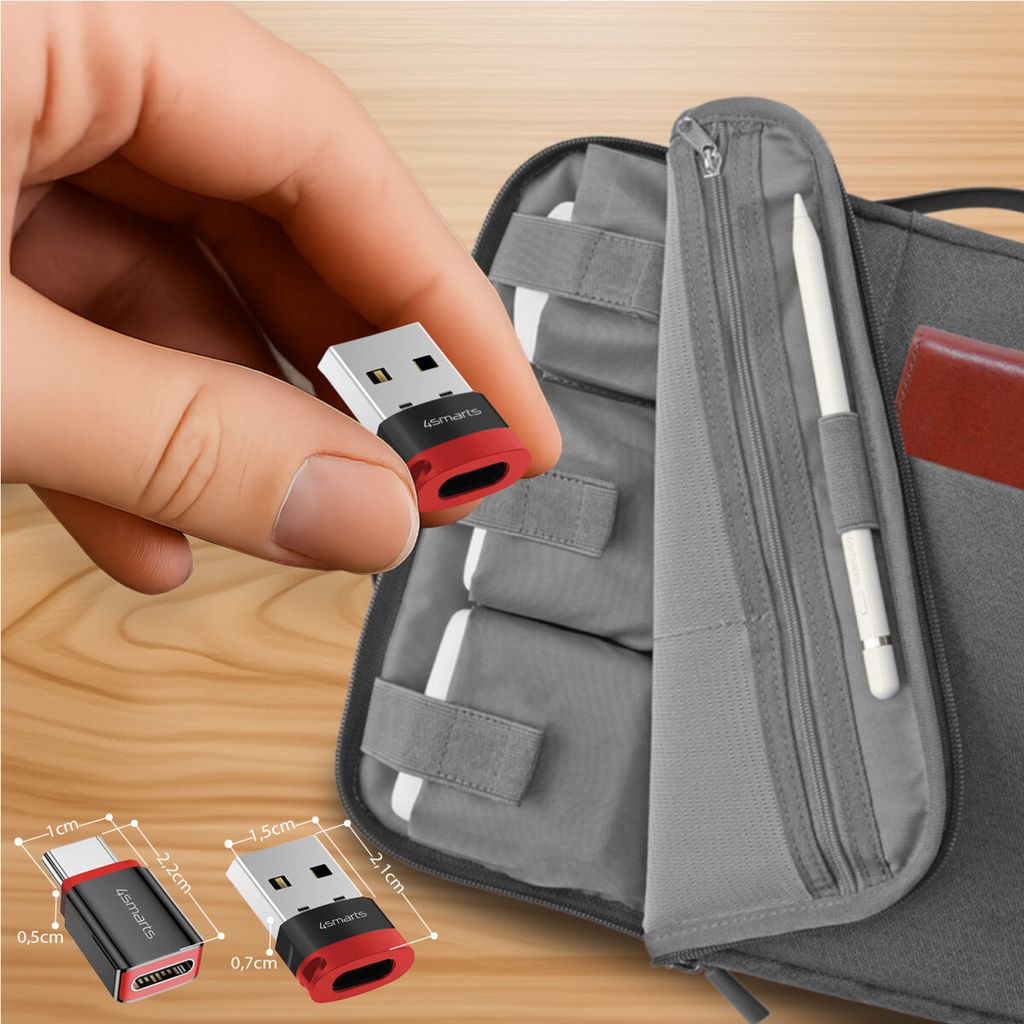 4Smarts Data Blocker -sovitinsarja USB-C - USB-A + USB-C, 2 kpl - musta