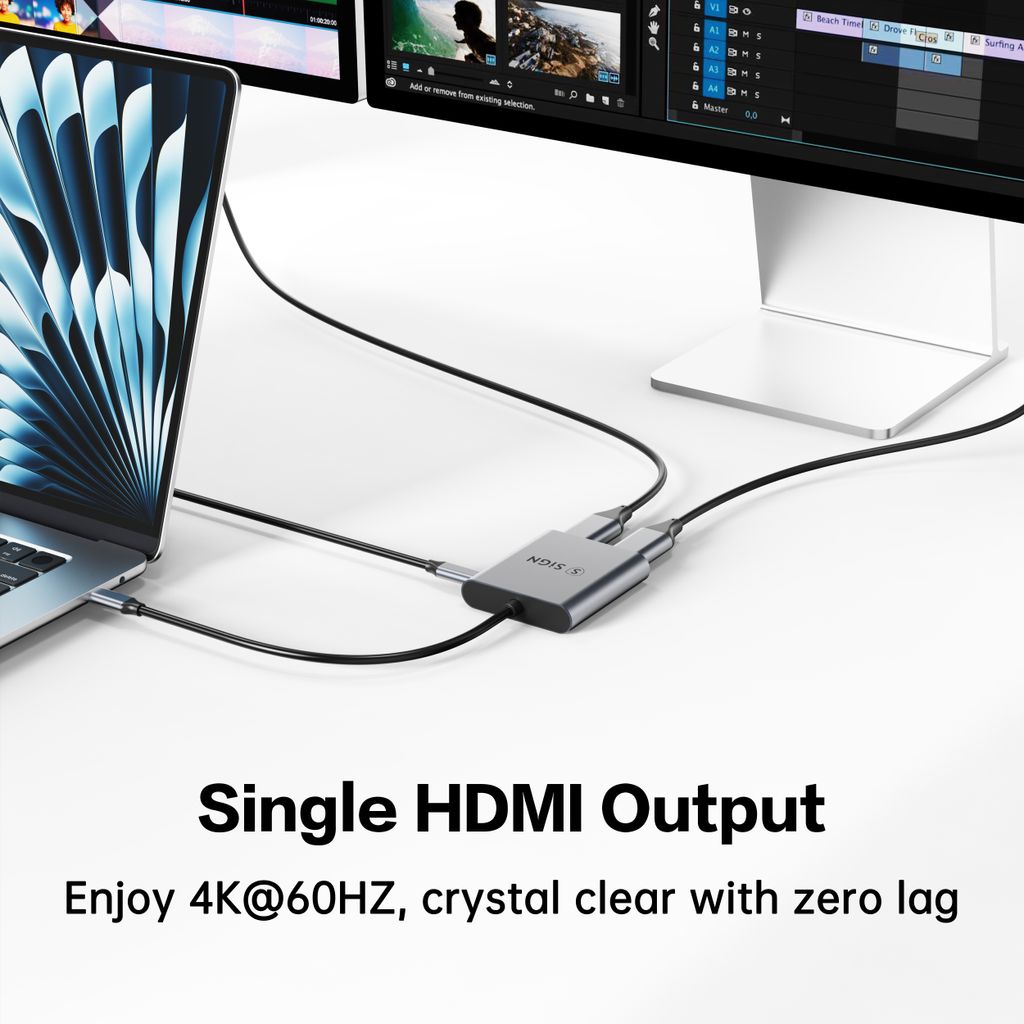 SiGN-adapter USB-C til 2x HDMI 2.0 og USB-C PD