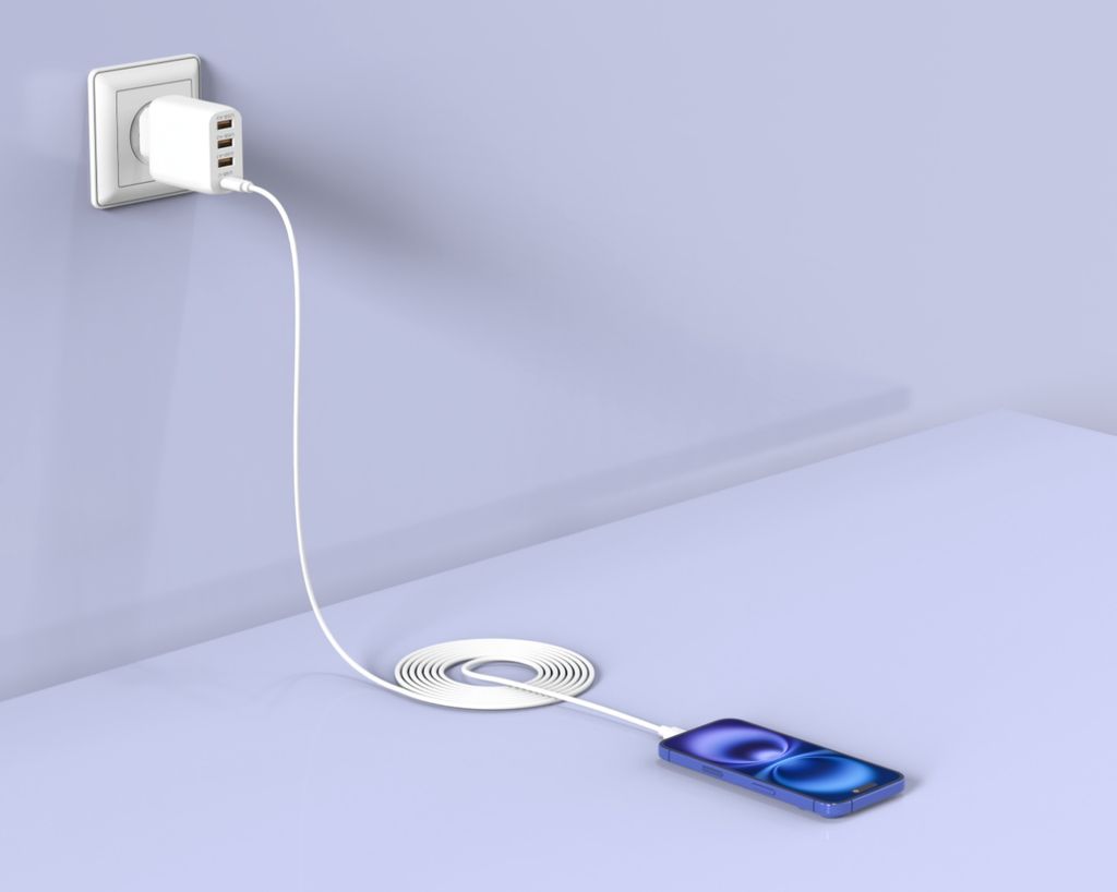 SiGN Snabbladdare USB-C & 3xUSB-A, PD & Q.C 3.0, 36W - Vit
