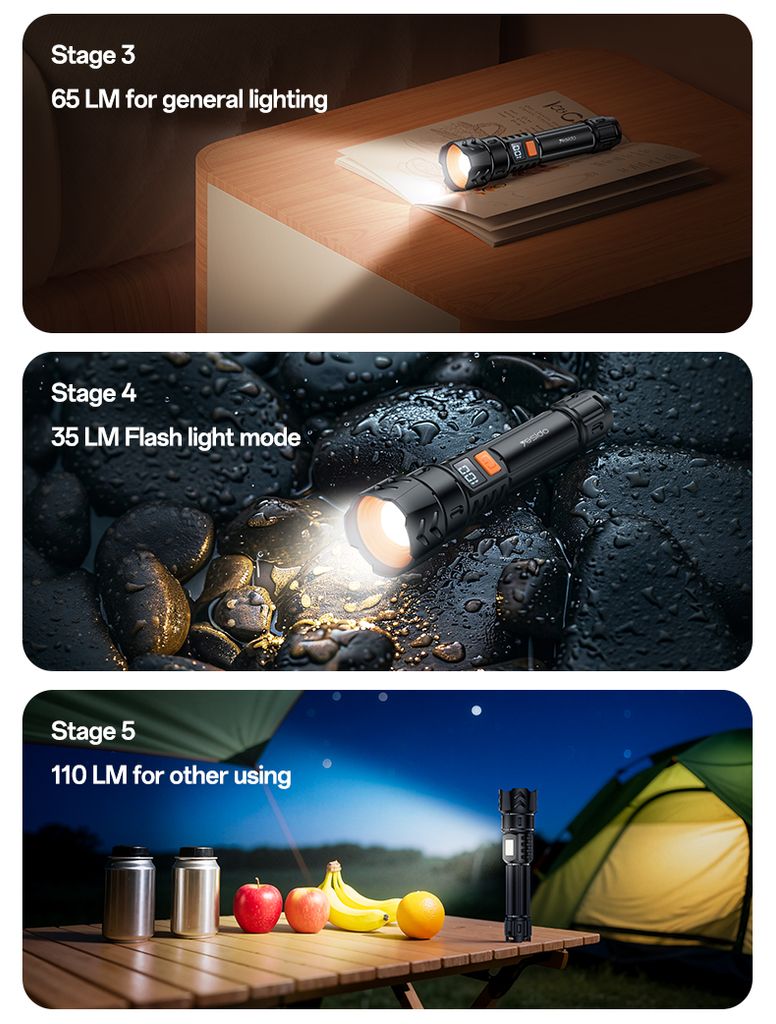 YESIDO TC10 oppladbar LED-lommelykt – svart