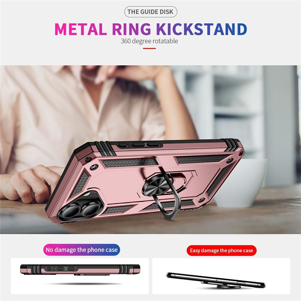 iPhone 17 Cover med ringholder - Rosa guld