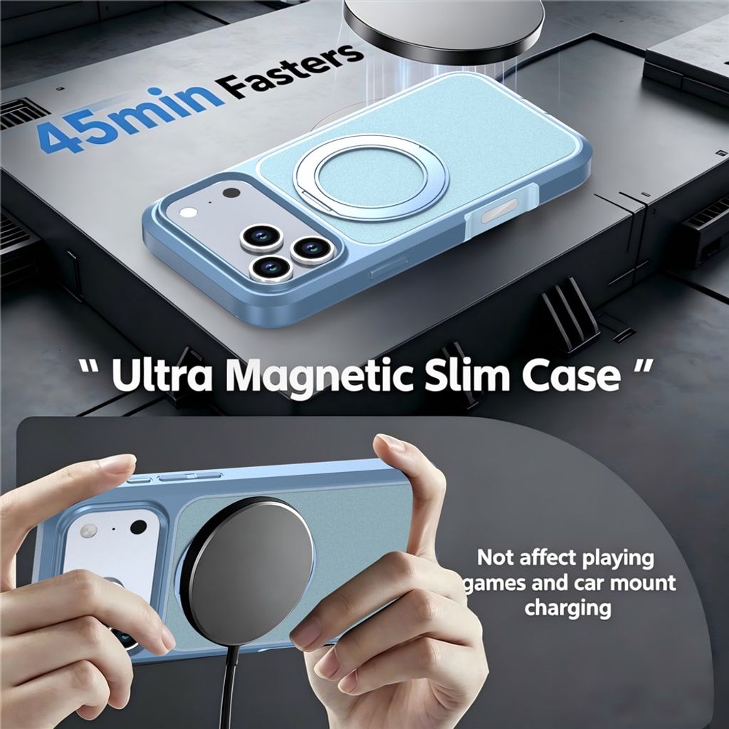 iPhone 18 Pro/17 Pro MagSafe Cover med ringstøtte - Blå