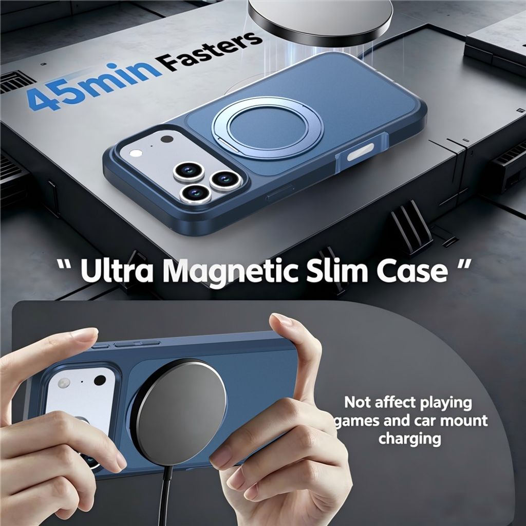 iPhone 18 Pro/17 Pro MagSafe Cover med ringstøtte - Blå