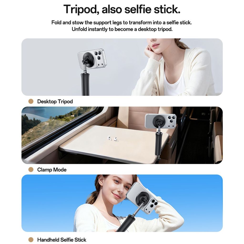 Yesido C233 Teleskopstativ med Magnetisk Mobilholder – Svart