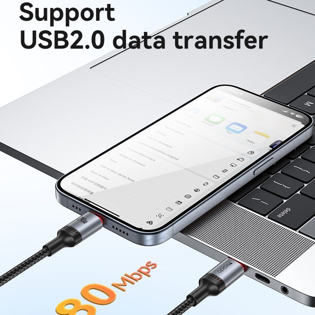 Yesido USB-C laddkabel 240W 5A, 1,2m