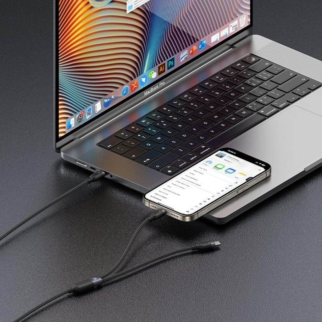 Yesido 2-i-1 USB-C-kabel till 2x USB-C 100W, 1,2 m