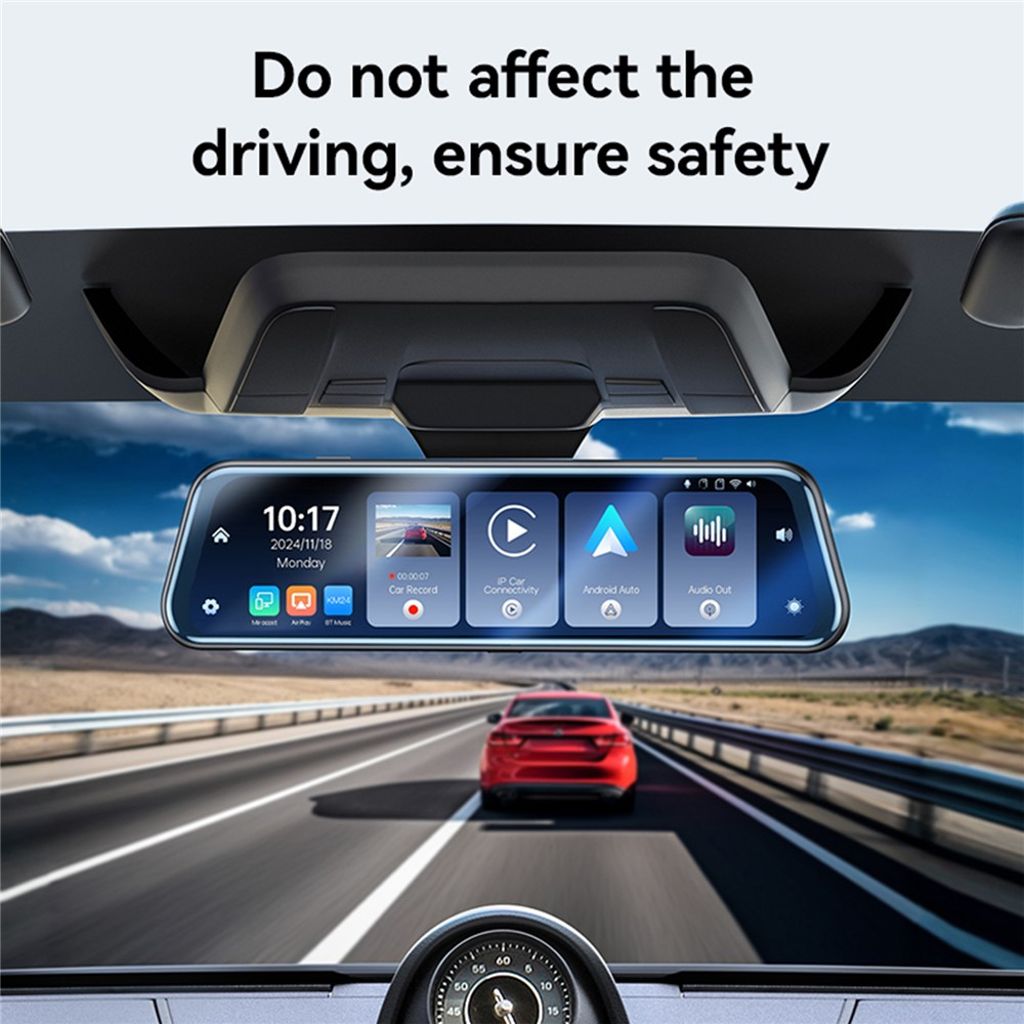 YESIDO KM24 -peruutuspeilikamera autoon, jossa on Carplay – Android Auto, AirPlay-näyttö