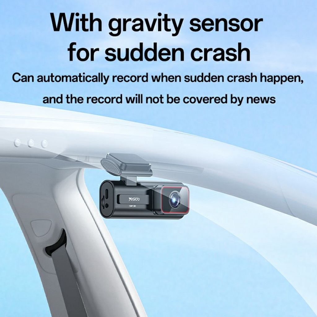 YESIDO KM21 Autokamera 1080P HD 145° Laajakulma – Musta