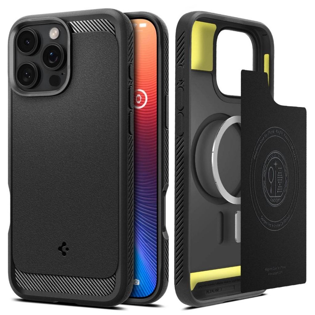 Spigen iPhone 16 Pro Max Rugged Armor MagSafe Kuori - Musta
