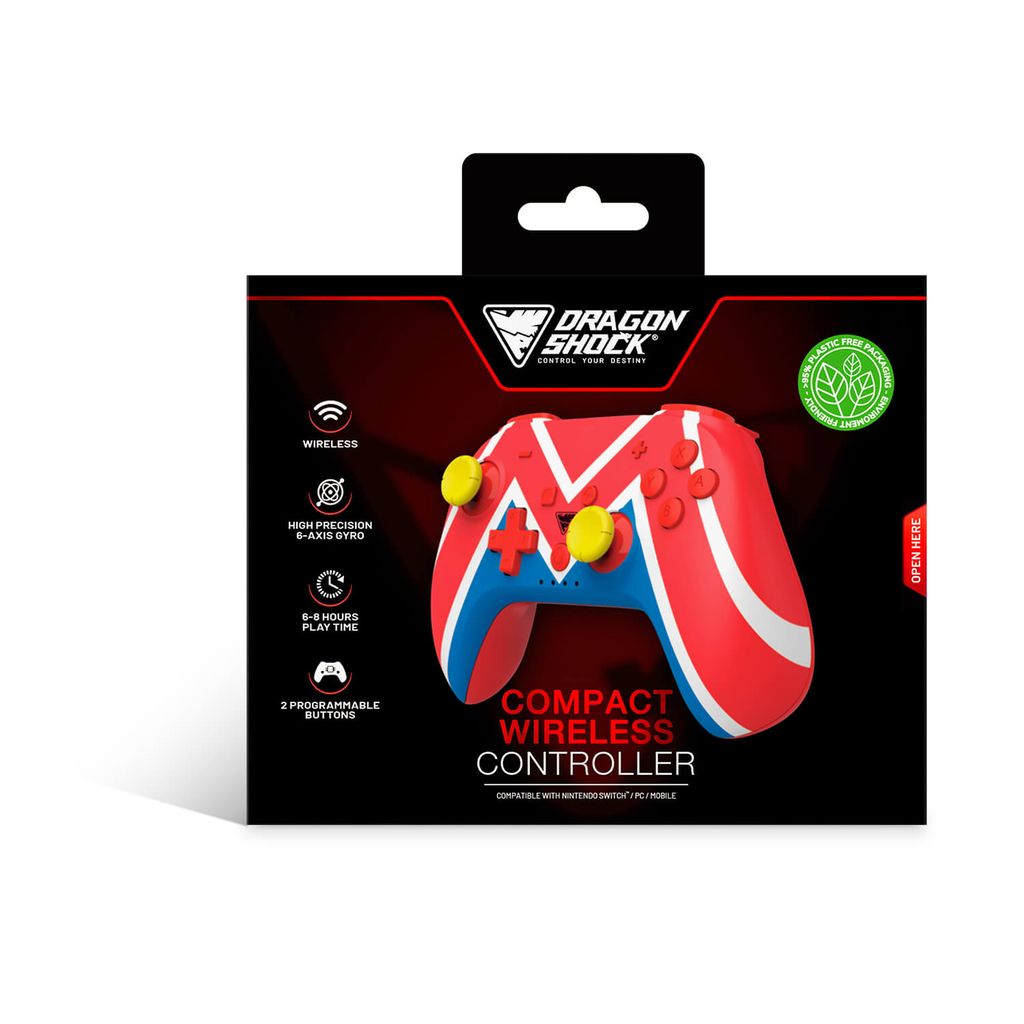 DragonShock Poptop Wireless Controller for Nintendo Switch - Mario