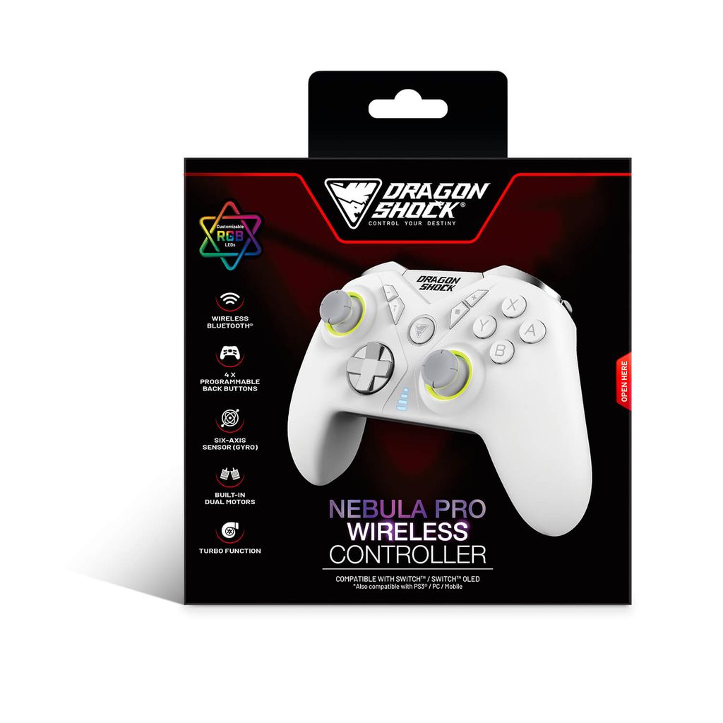DragonShock Nebula Pro Wireless Controller for Nintendo Switch - White