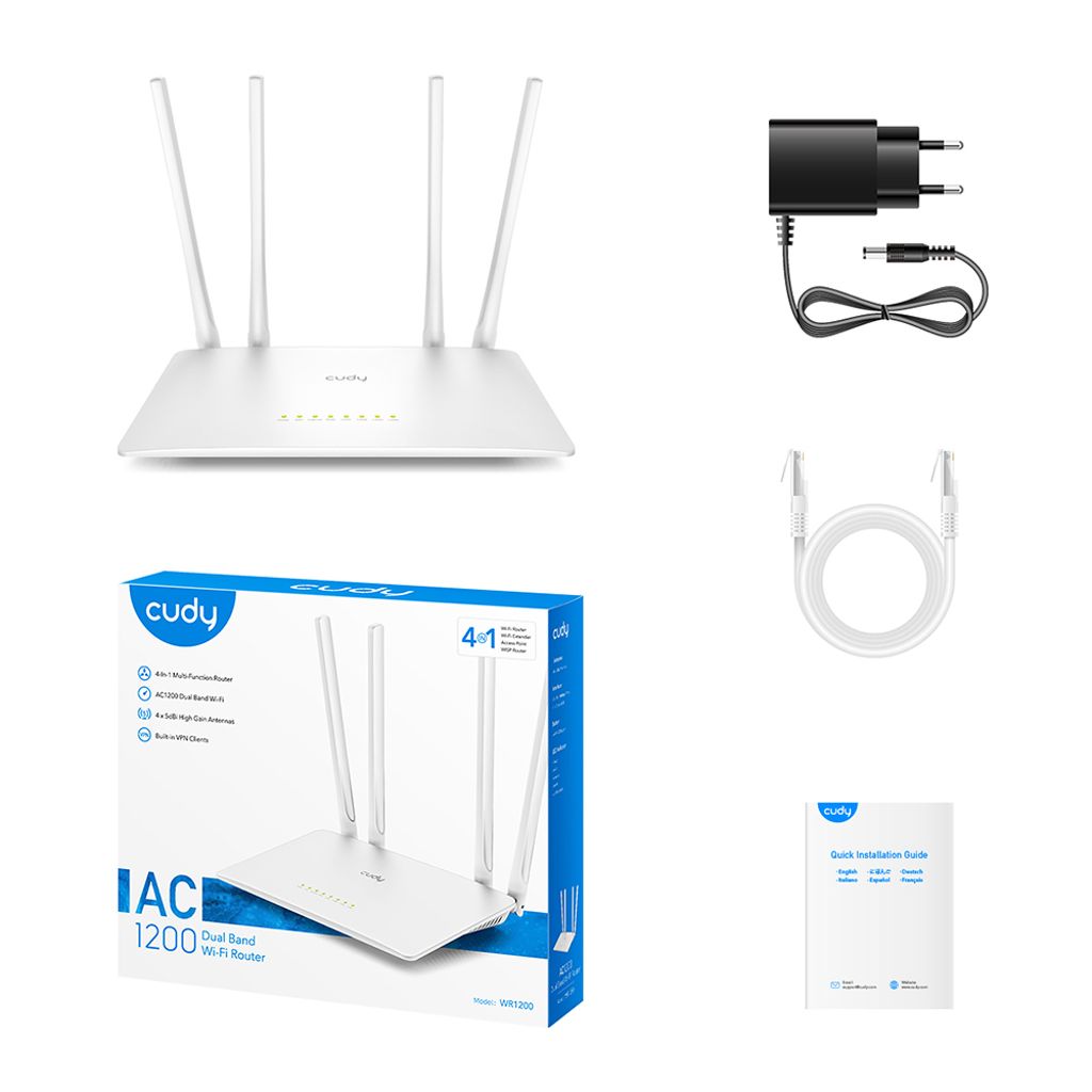 Cudy WR1200 Wi-Fi Router AC1200 – Svart