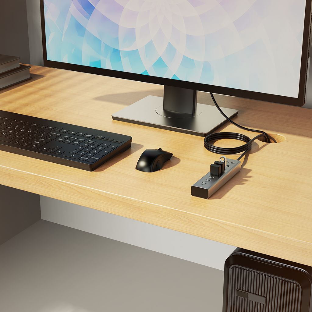 SiGN 7-i-1 USB-hub 4x USB-A / 3x USB-C, 1,2 m