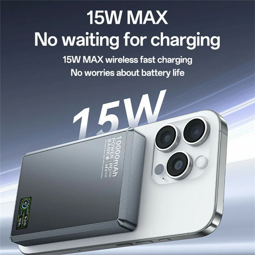 Yesido YP91 magnetisk trådløs powerbank 10000mAh – sort