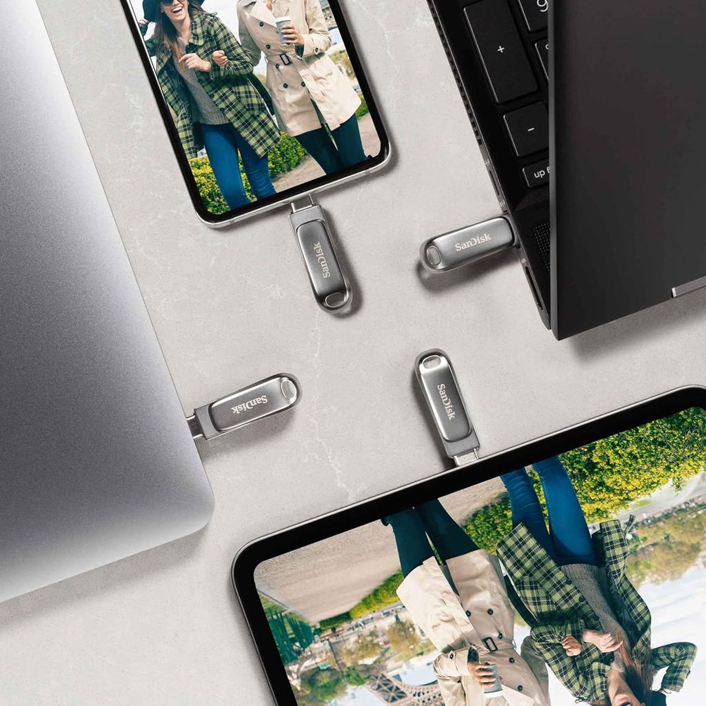 SanDisk Ultra Dual Drive Luxe 1TB USB-C 3.2 USB-flashdrev - sølv