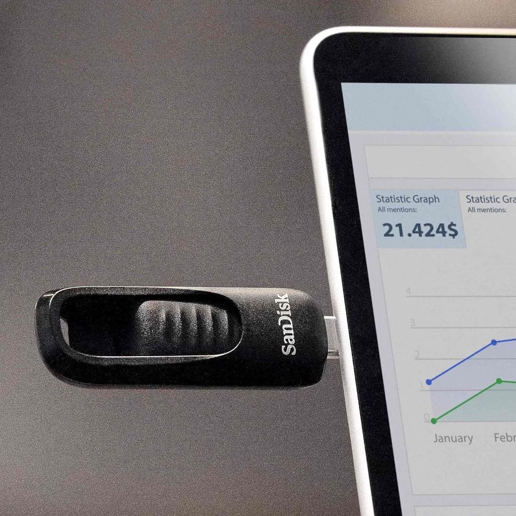 SanDisk Ultra Slider USB-C 3.2 512GB USB-muistitikku - musta
