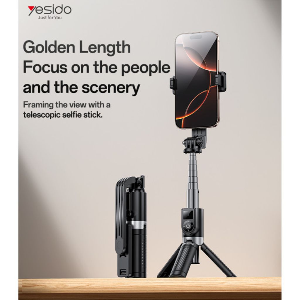 Yesido SF22 mini teleskopisk selfiestang / stativ, 74 cm
