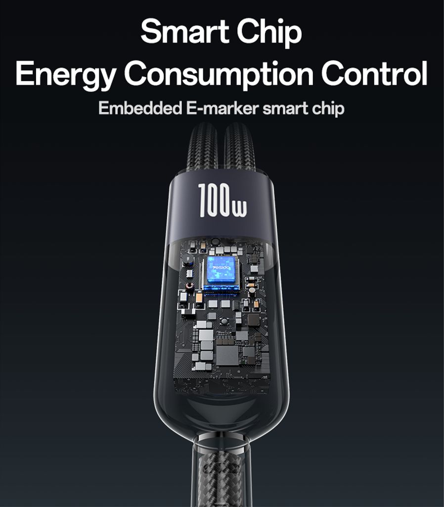 Yesido 2-in-1 USB-C - USB-C / Lightning -latauspöytä 100W, 1,2m