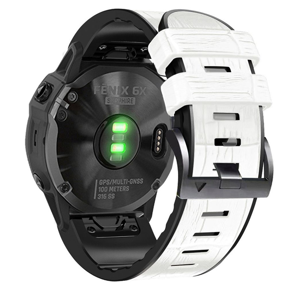 Garmin Fenix 7/6 Pro/5 Plus Klokkereim med Krokodillemønster - Hvit