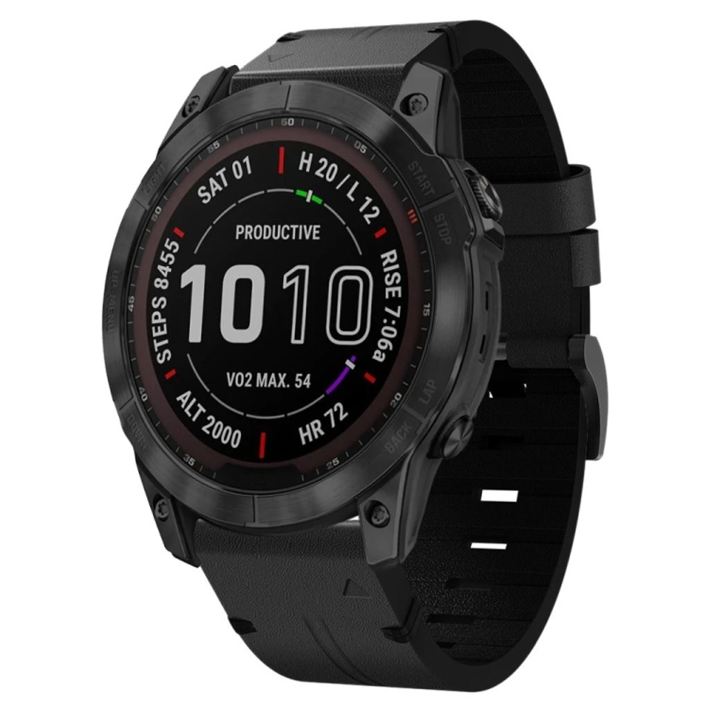 Garmin Instinct 2X Solar Urrem i læder med stålspænde - Sort