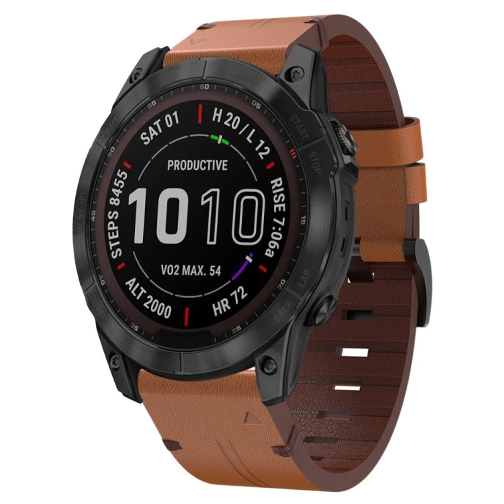 Garmin Instinct 2X Solar Urrem i læder med stålspænde - Brun